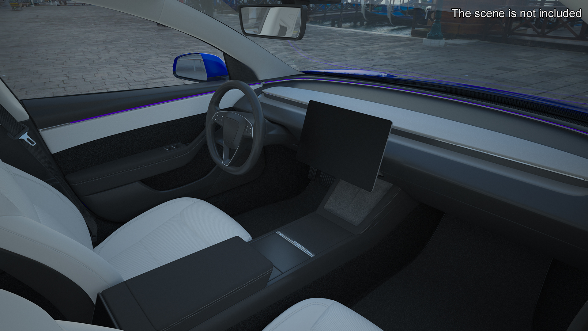 3D Modern Electric Sedan Blue Rigged model