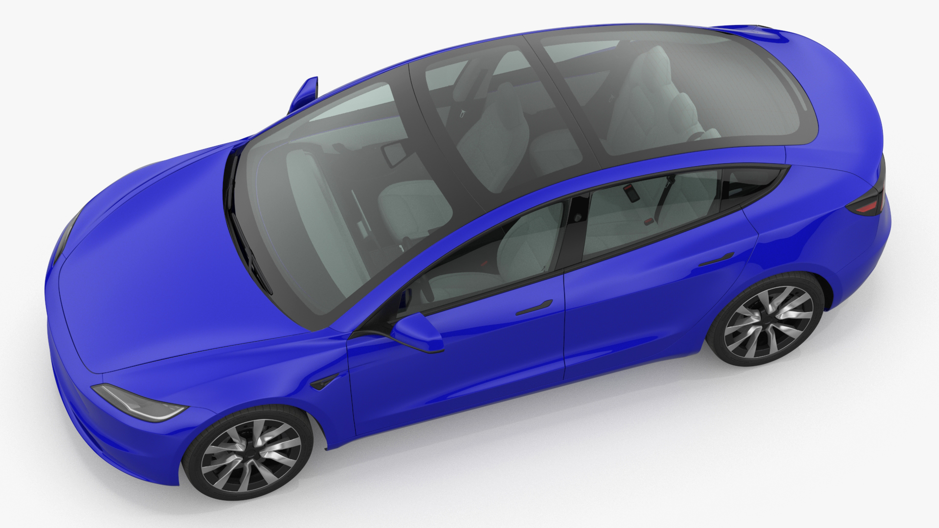 3D Modern Electric Sedan Blue Rigged model