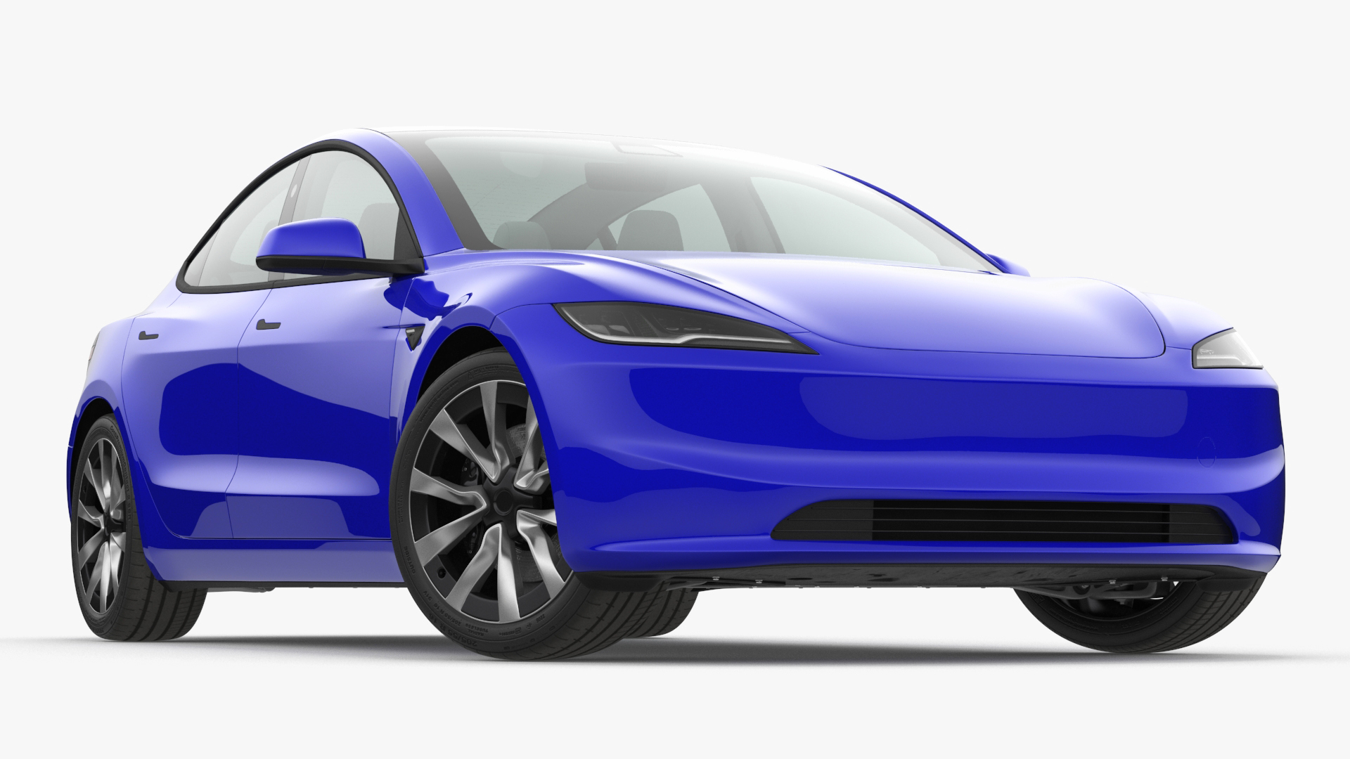 3D Modern Electric Sedan Blue Rigged model