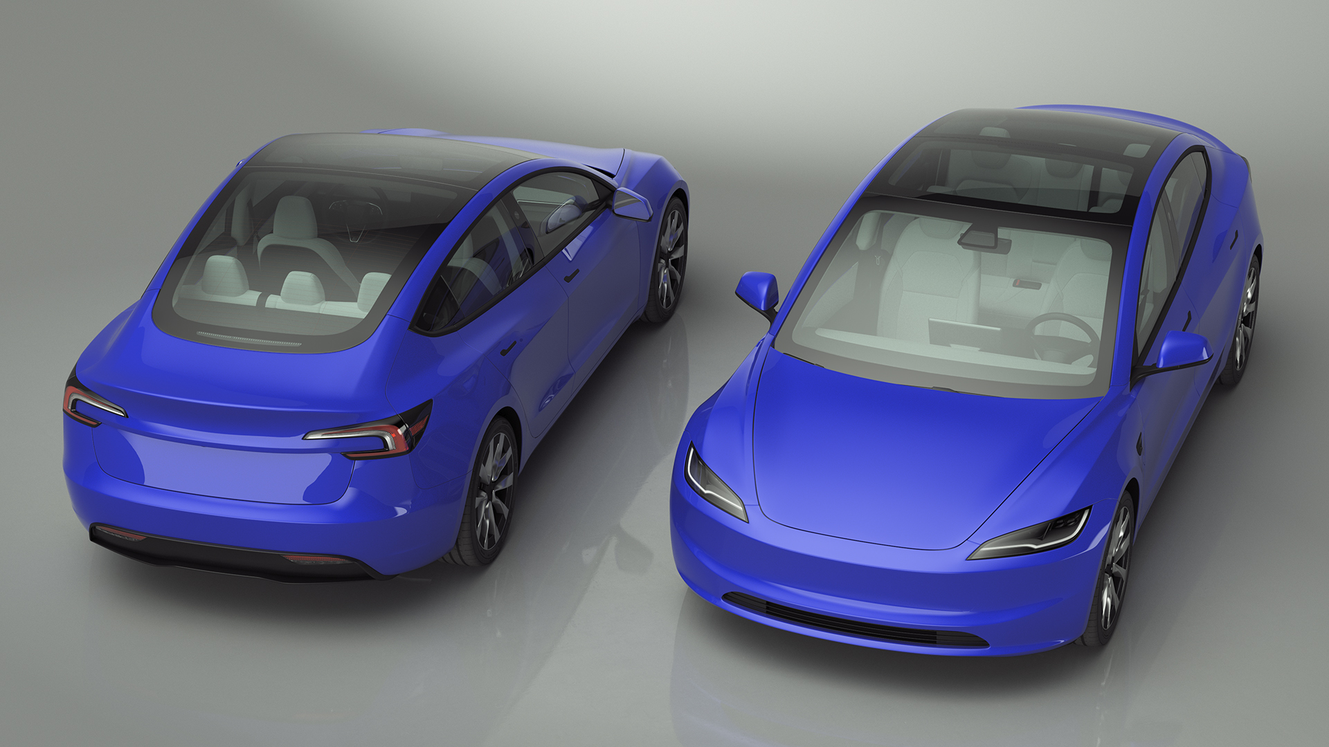 3D Modern Electric Sedan Blue Rigged model