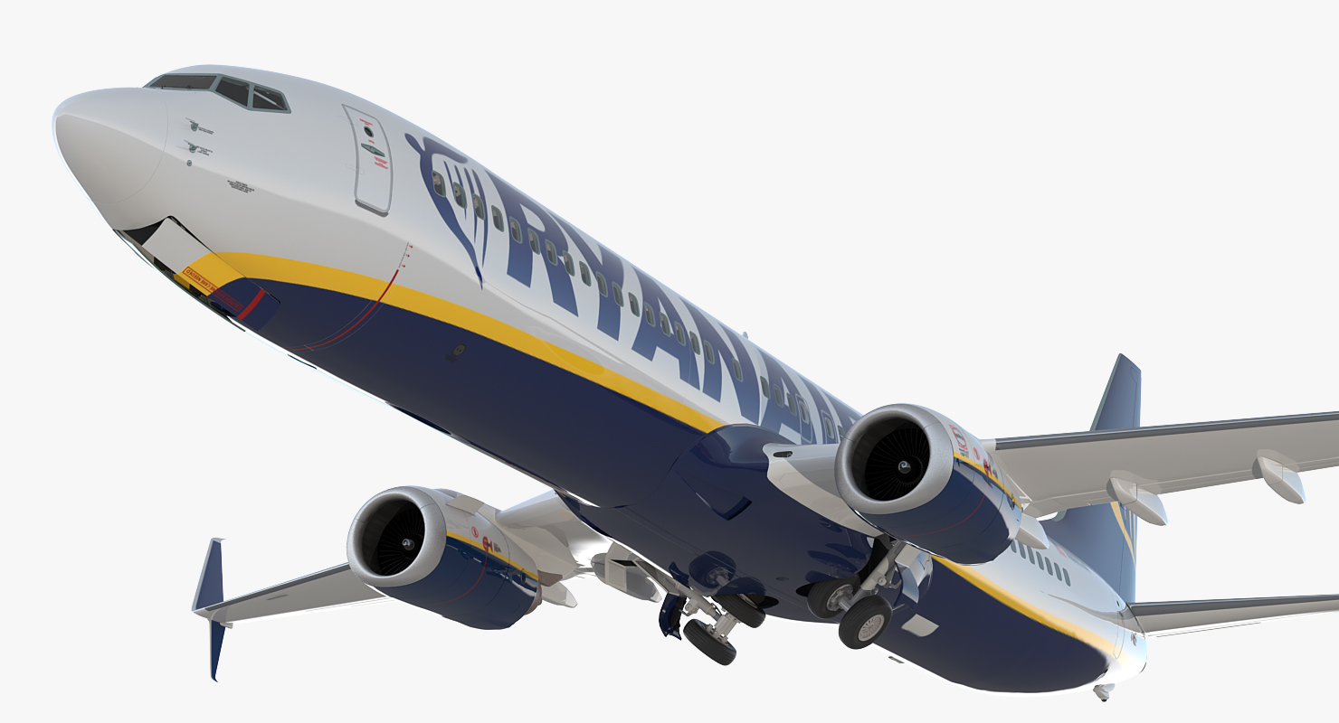 3D model Boeing 737 900 with Interior and Cockpit Ryanair Rigged