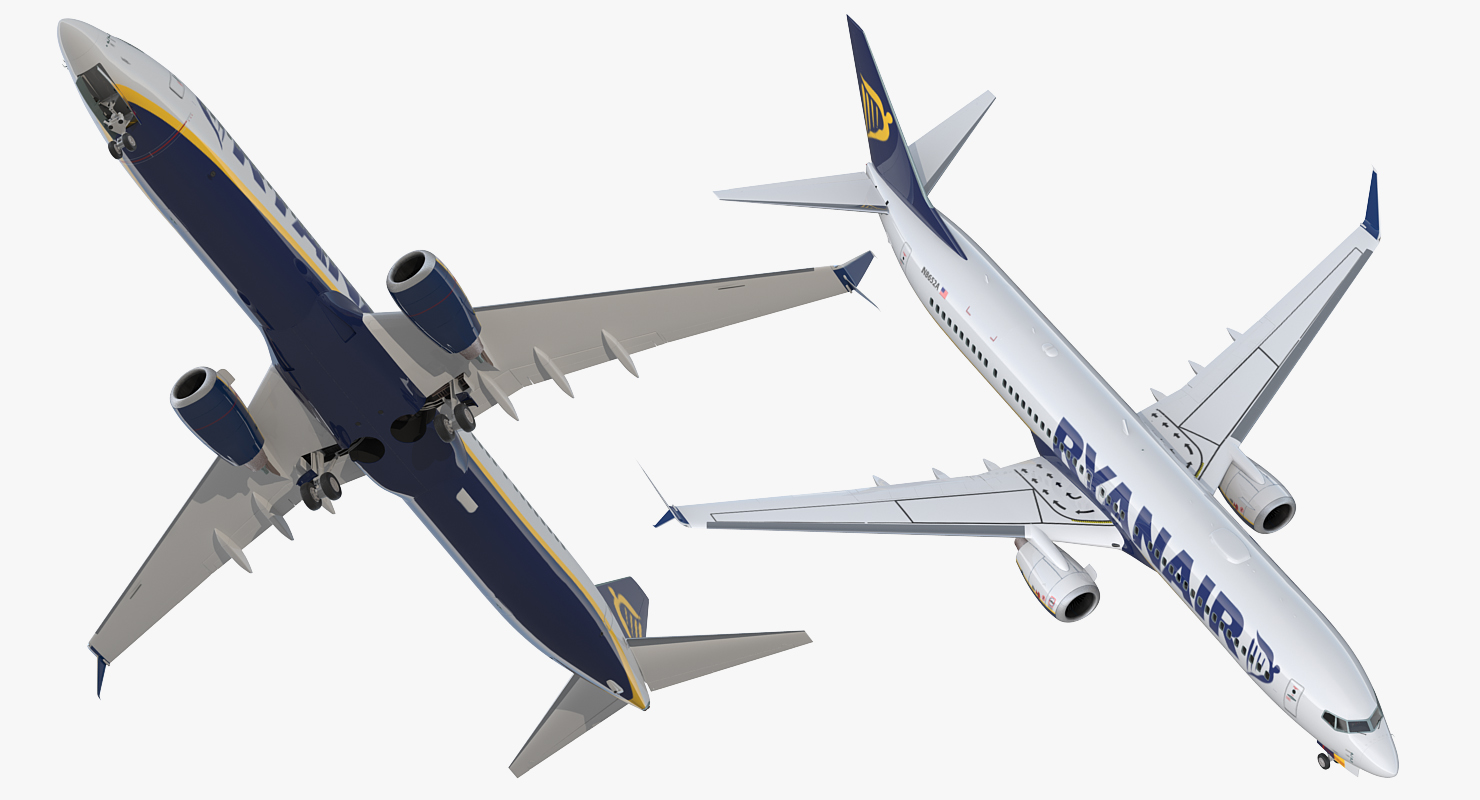 3D model Boeing 737 900 with Interior and Cockpit Ryanair Rigged