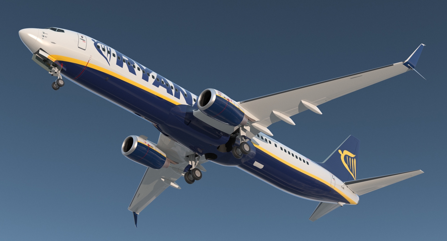 3D model Boeing 737 900 with Interior and Cockpit Ryanair Rigged