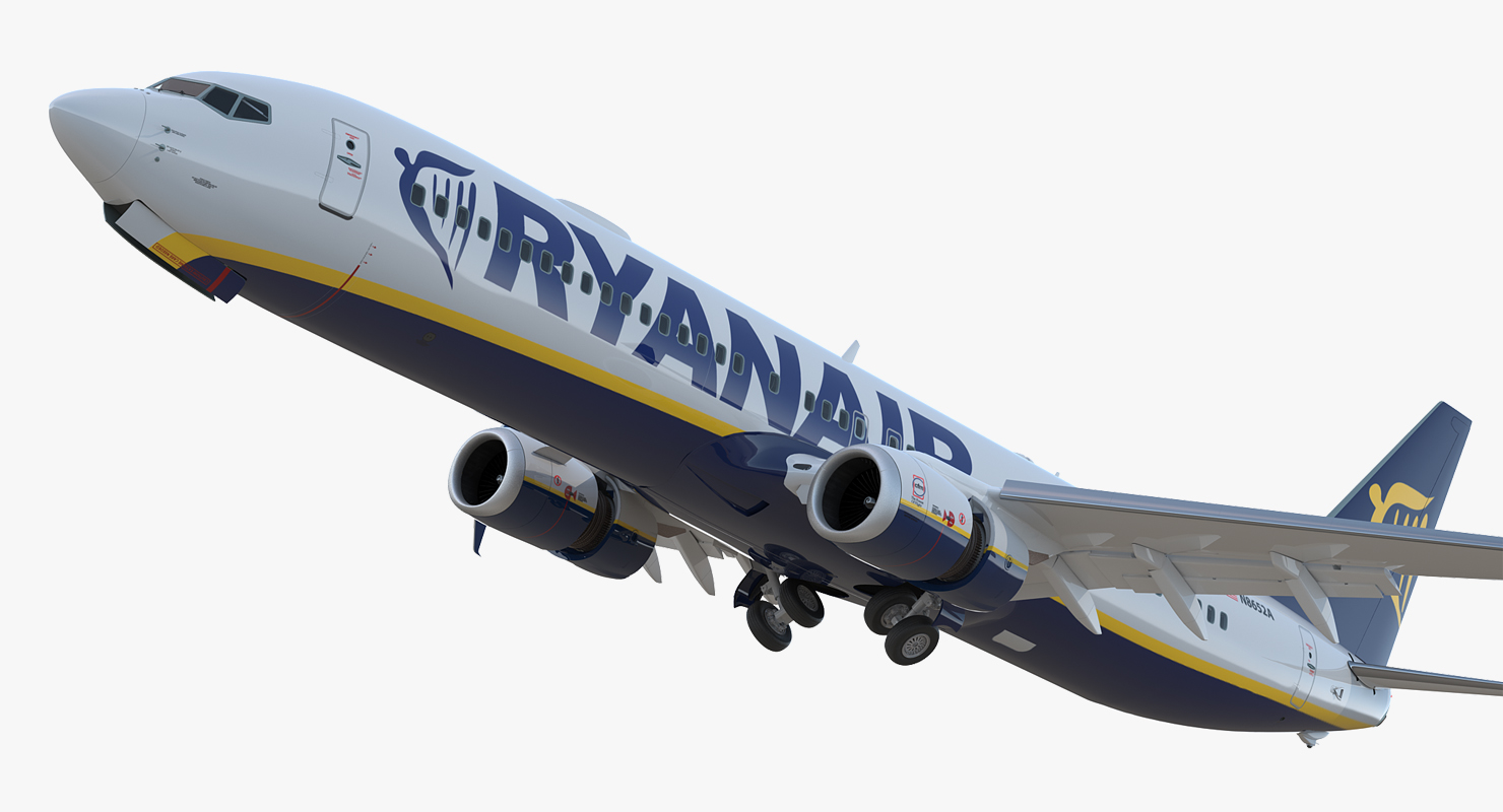 3D model Boeing 737 900 with Interior and Cockpit Ryanair Rigged