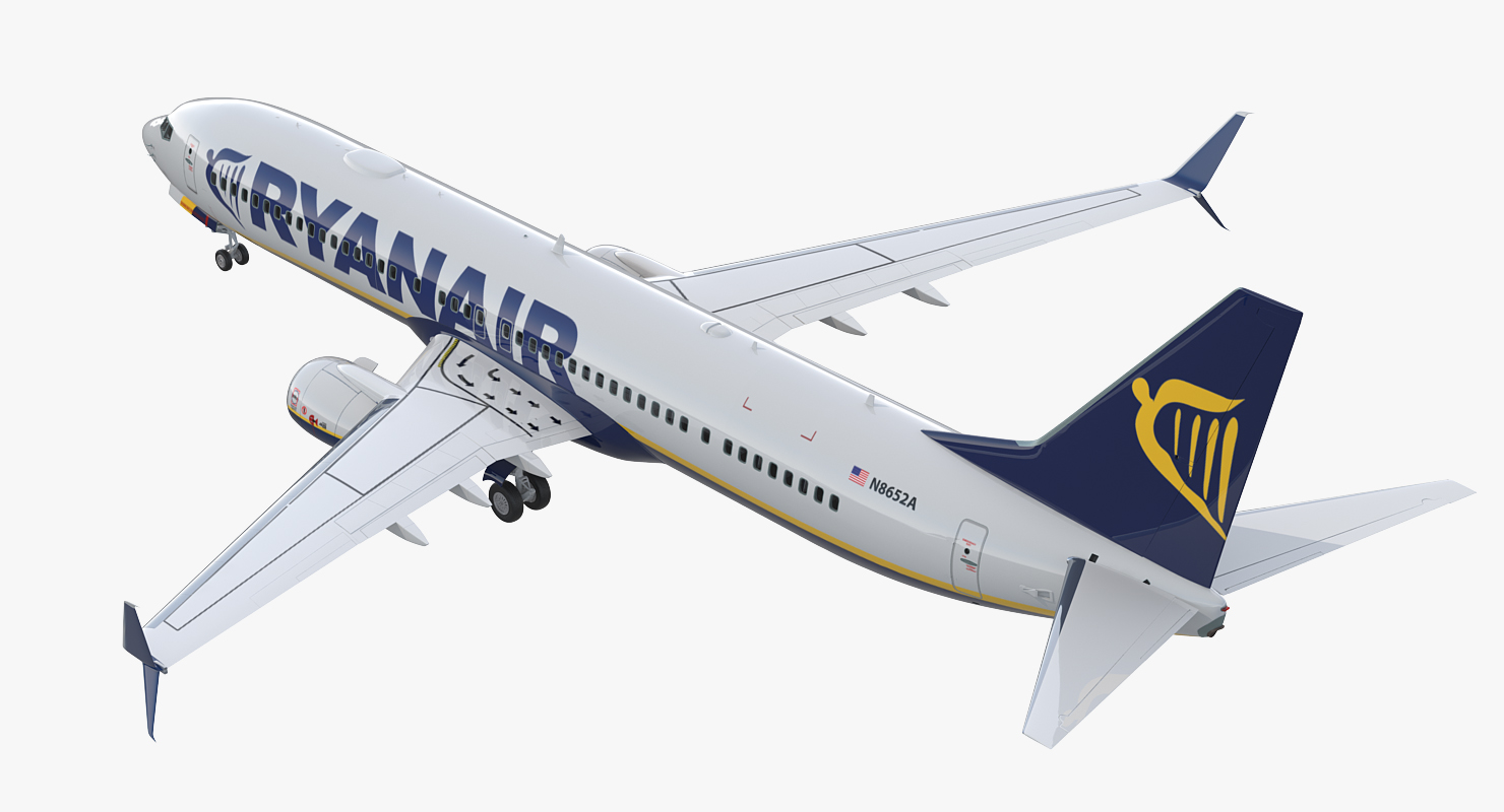 3D model Boeing 737 900 with Interior and Cockpit Ryanair Rigged