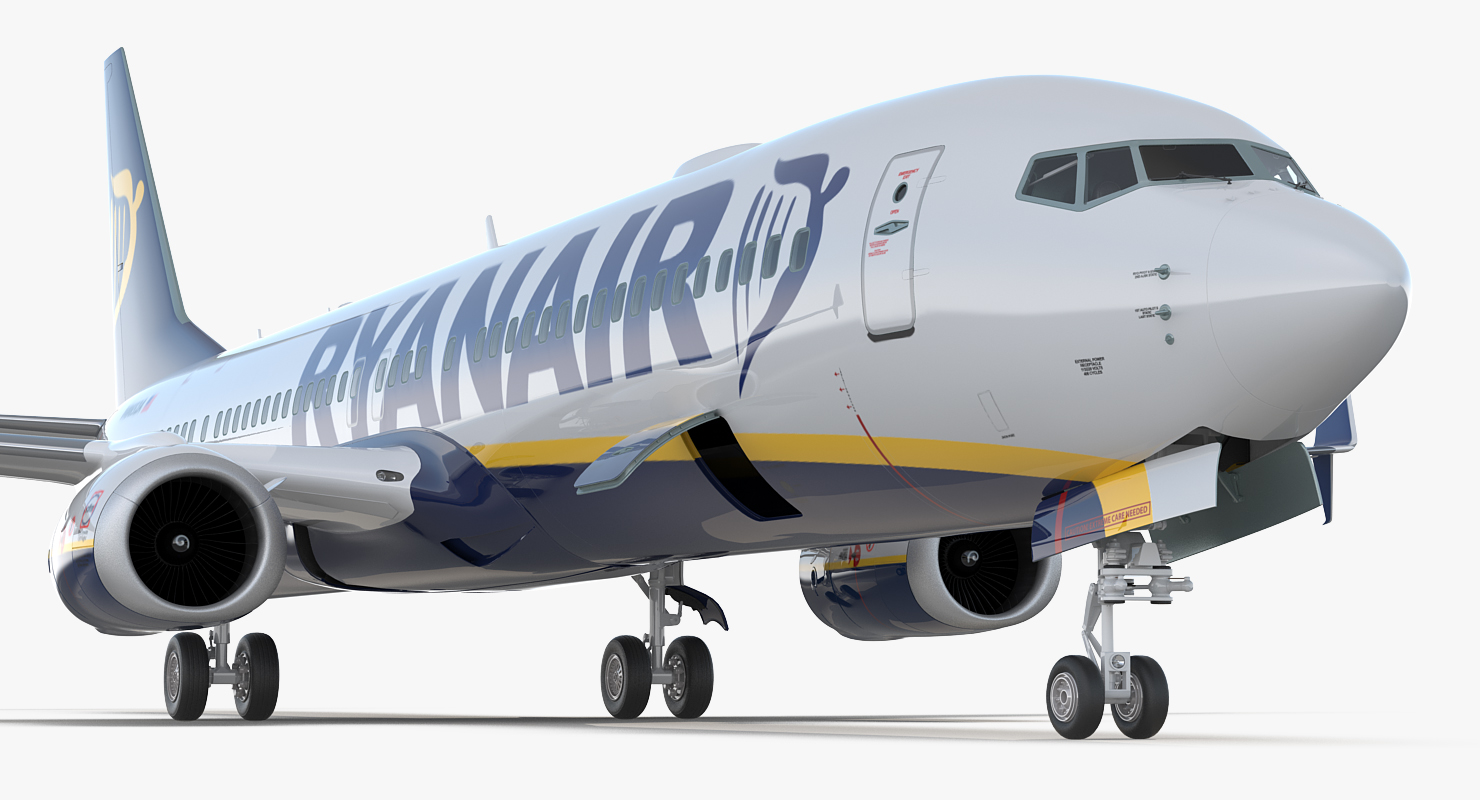 3D model Boeing 737 900 with Interior and Cockpit Ryanair Rigged