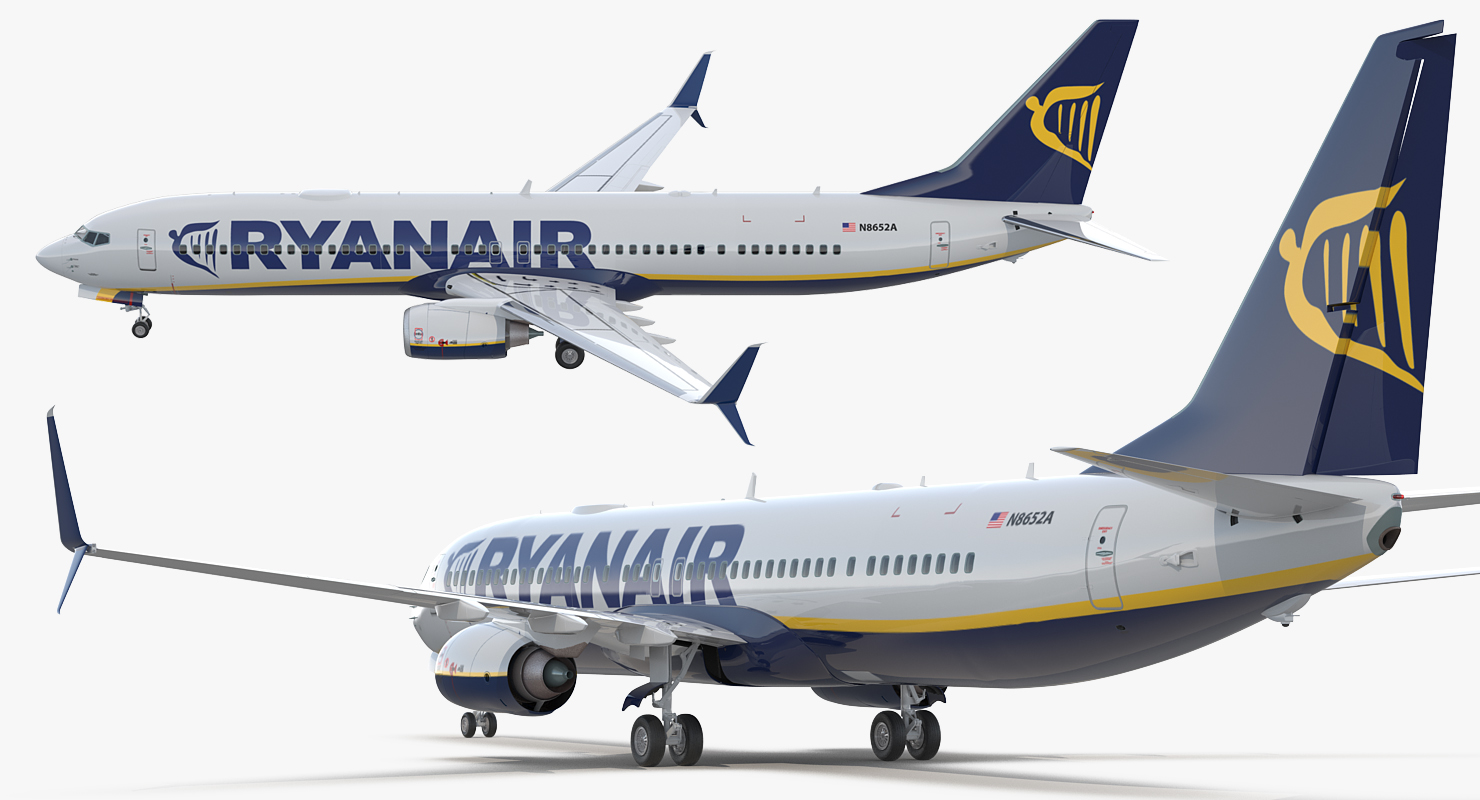 3D model Boeing 737 900 with Interior and Cockpit Ryanair Rigged