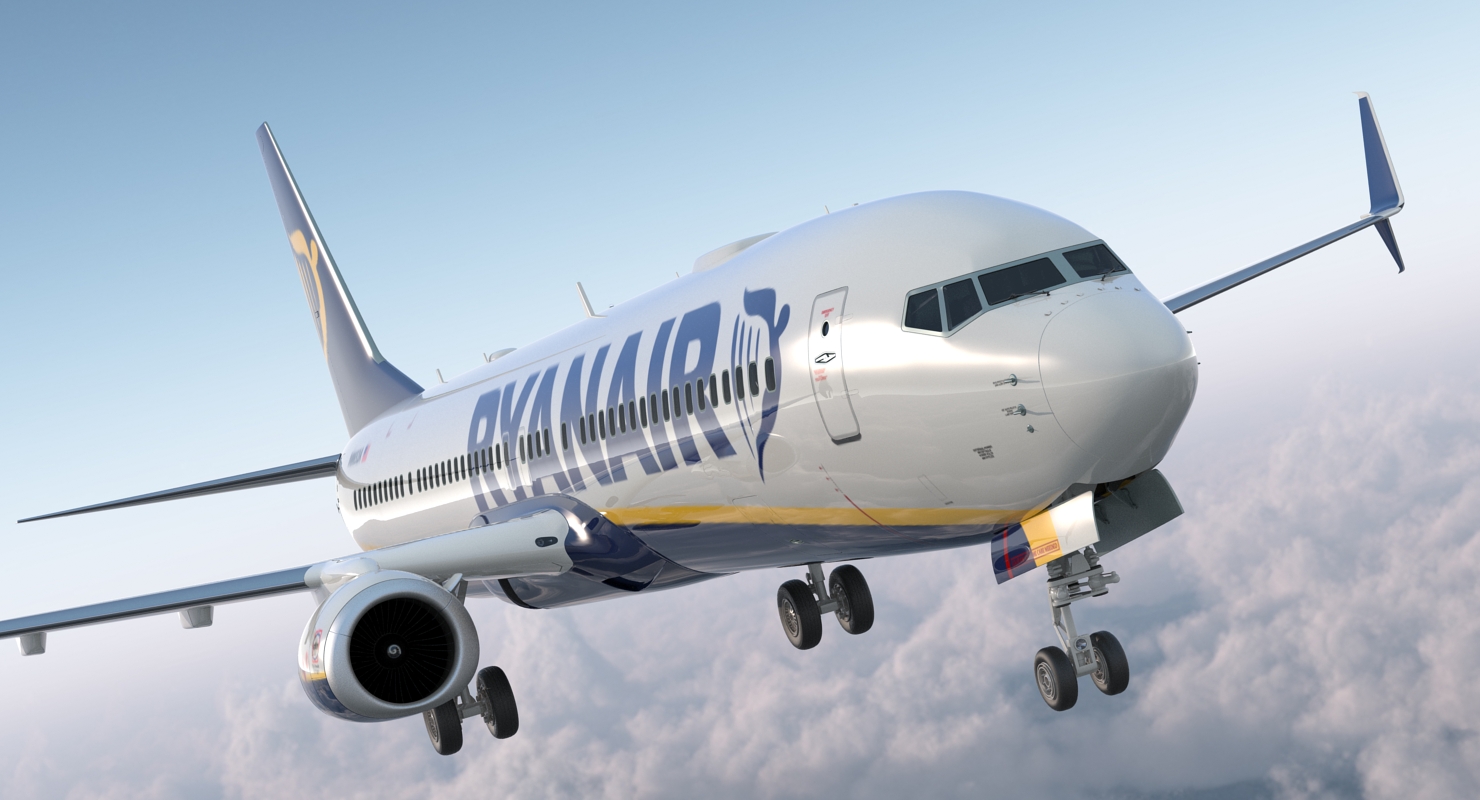 3D model Boeing 737 900 with Interior and Cockpit Ryanair Rigged