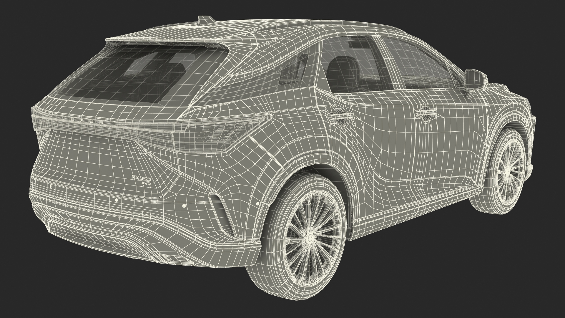 3D model 2023 Lexus RX 350 Black Rigged