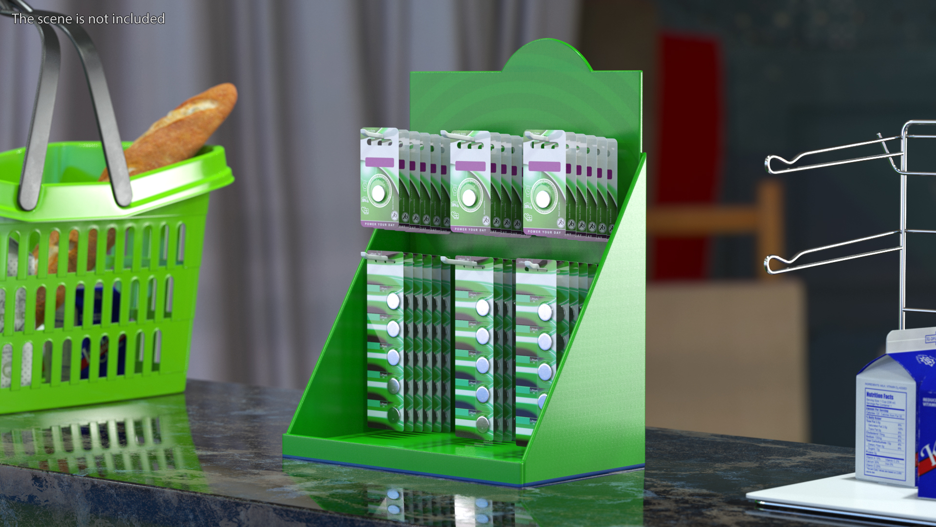 3D Green Counter Top Display with Goods