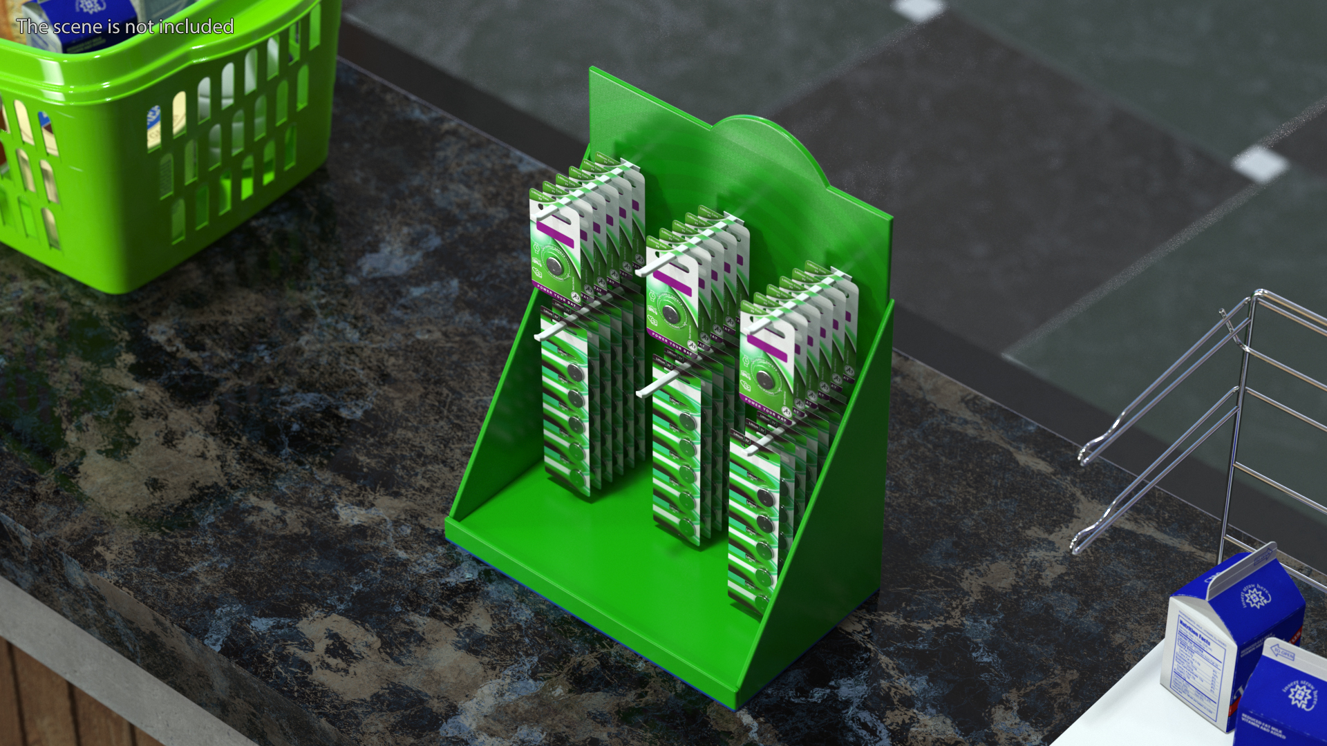 3D Green Counter Top Display with Goods