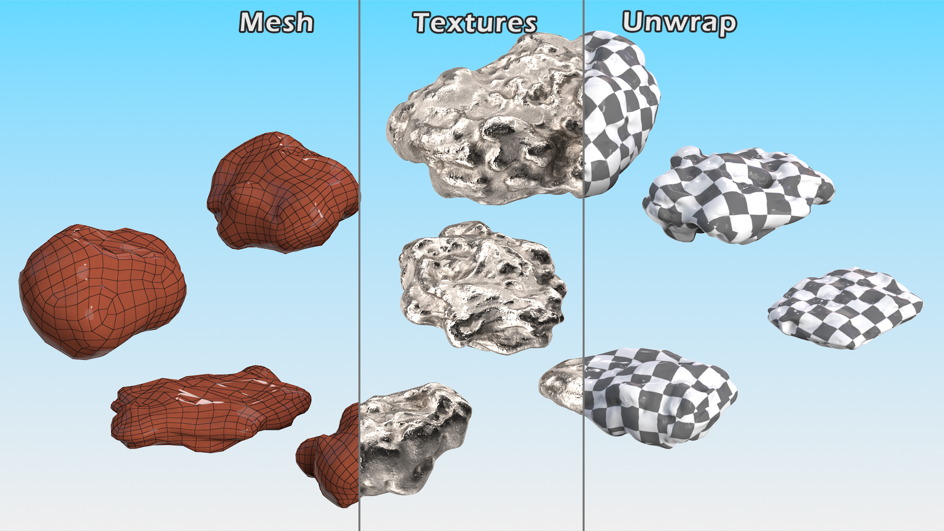 3D Metallic Minerals Silver Set model