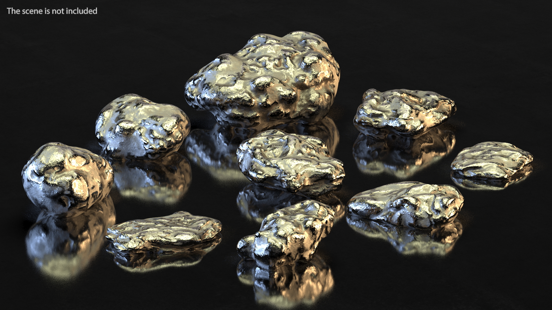 3D Metallic Minerals Silver Set model