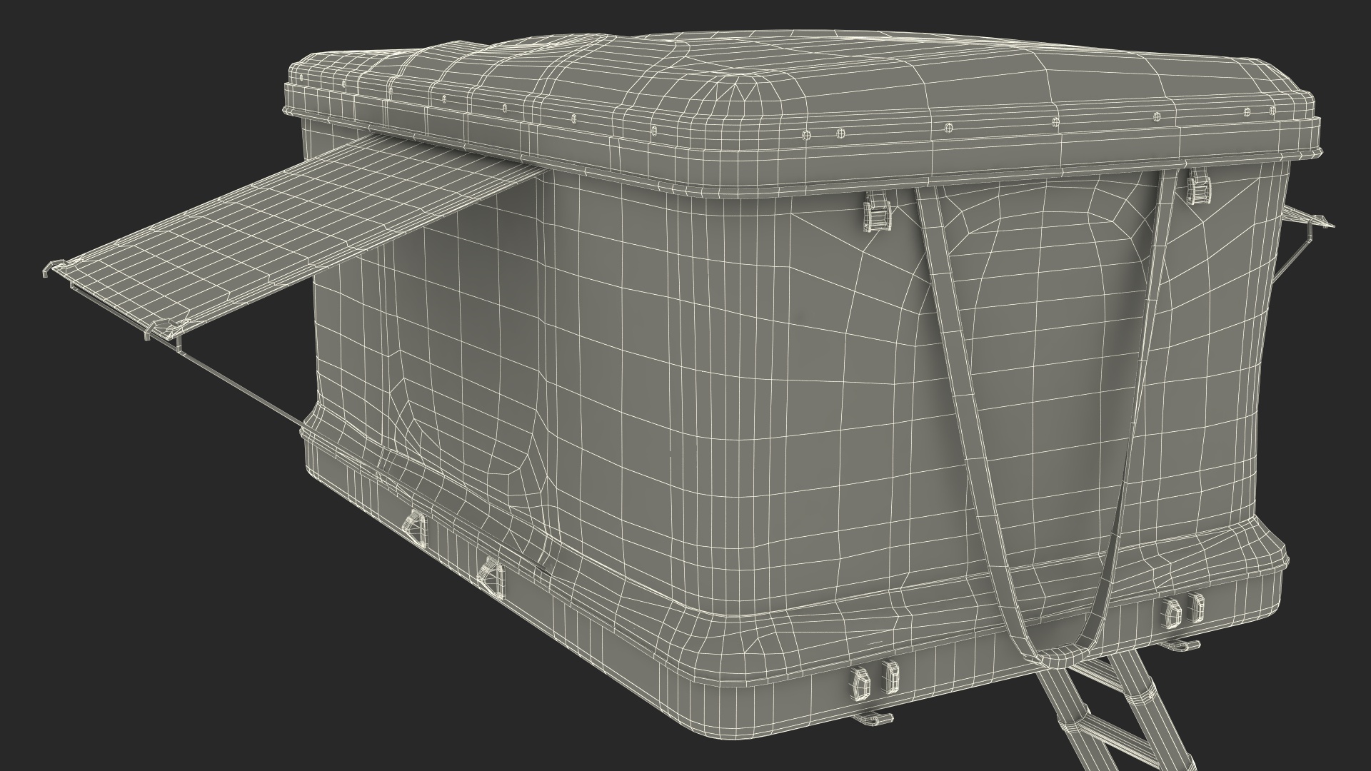 3D model Rooftop Car Tent Grey Unfolded