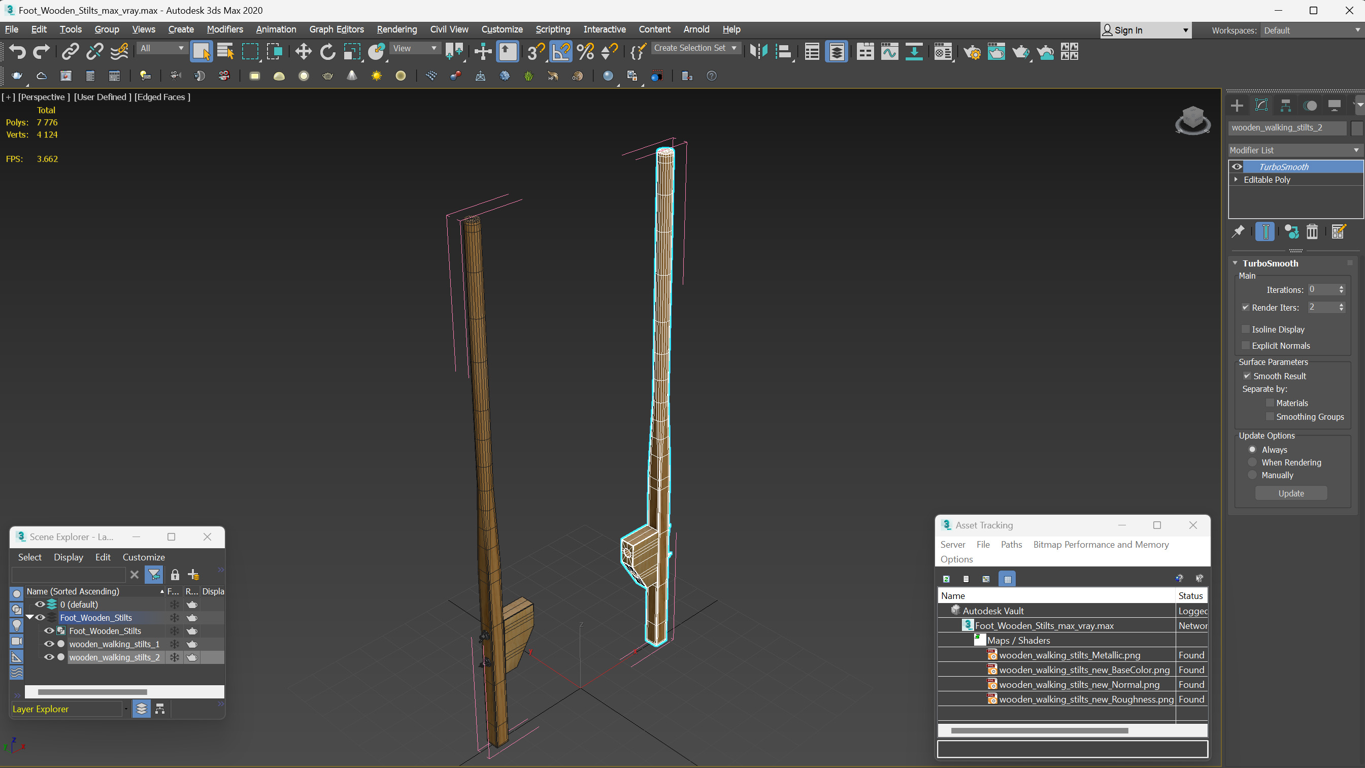 3D Foot Wooden Stilts model