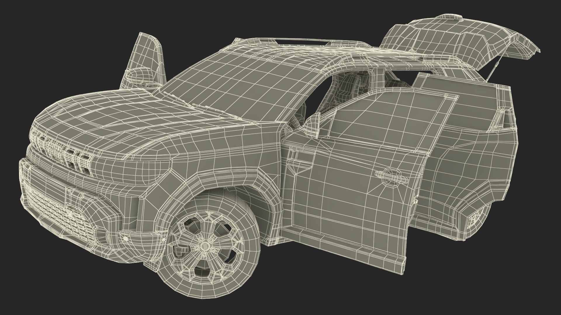 Modern Crossover SUV Green Rigged for Maya 3D