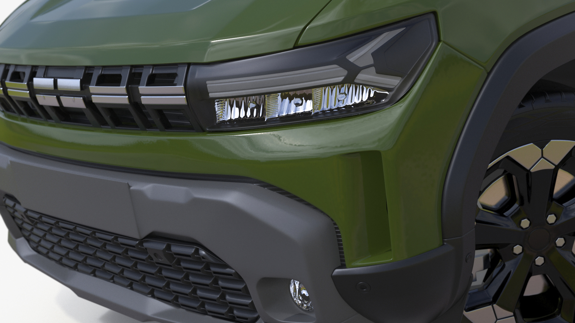 Modern Crossover SUV Green Rigged for Maya 3D