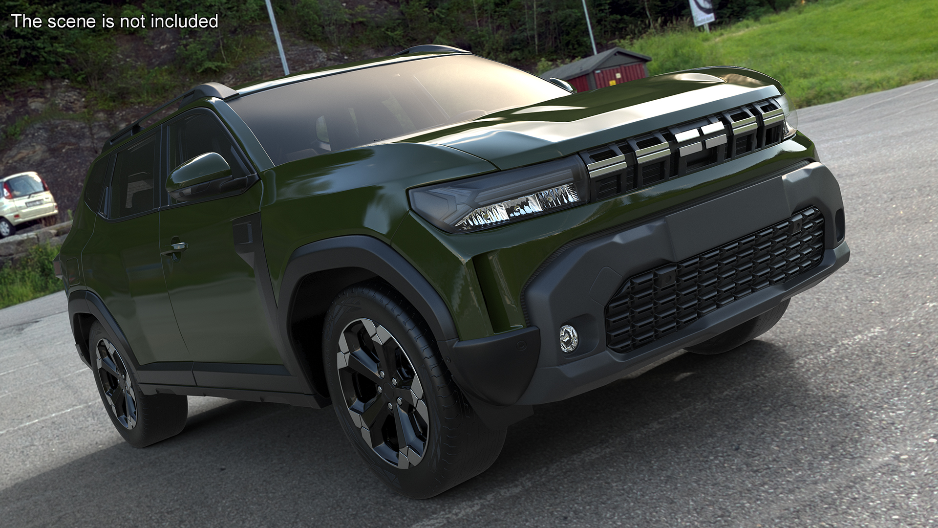 Modern Crossover SUV Green Rigged for Maya 3D