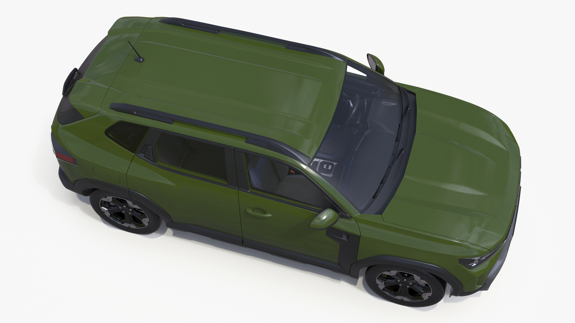 Modern Crossover SUV Green Rigged for Maya 3D