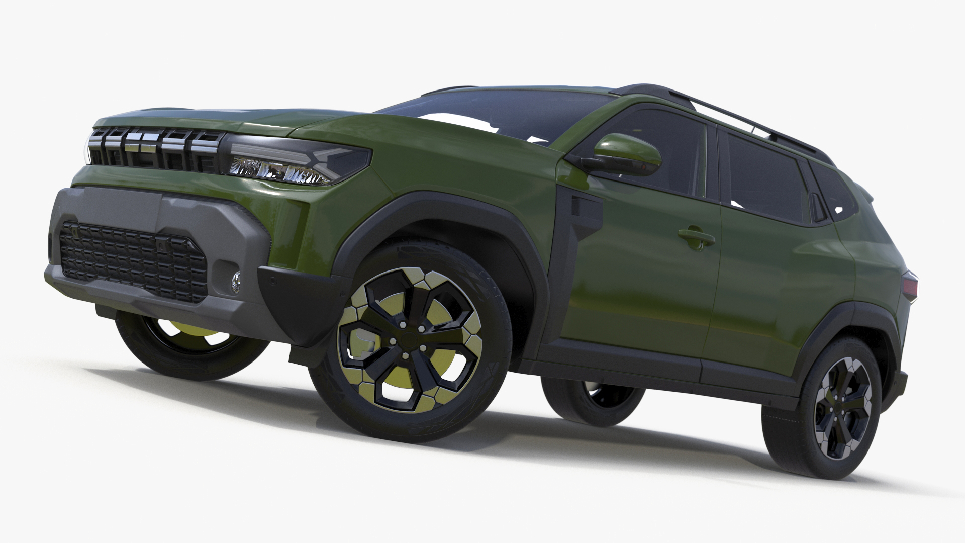 Modern Crossover SUV Green Rigged for Maya 3D