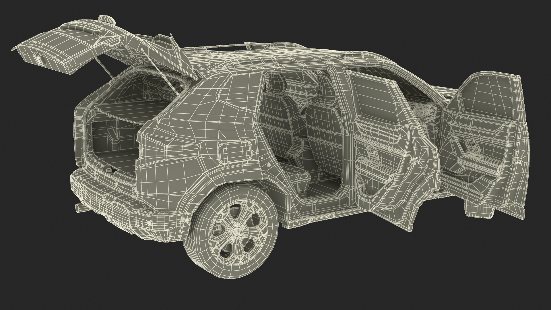 Modern Crossover SUV Green Rigged for Maya 3D