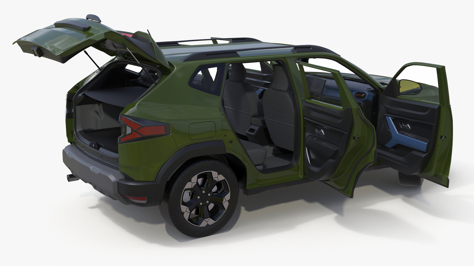 Modern Crossover SUV Green Rigged for Maya 3D