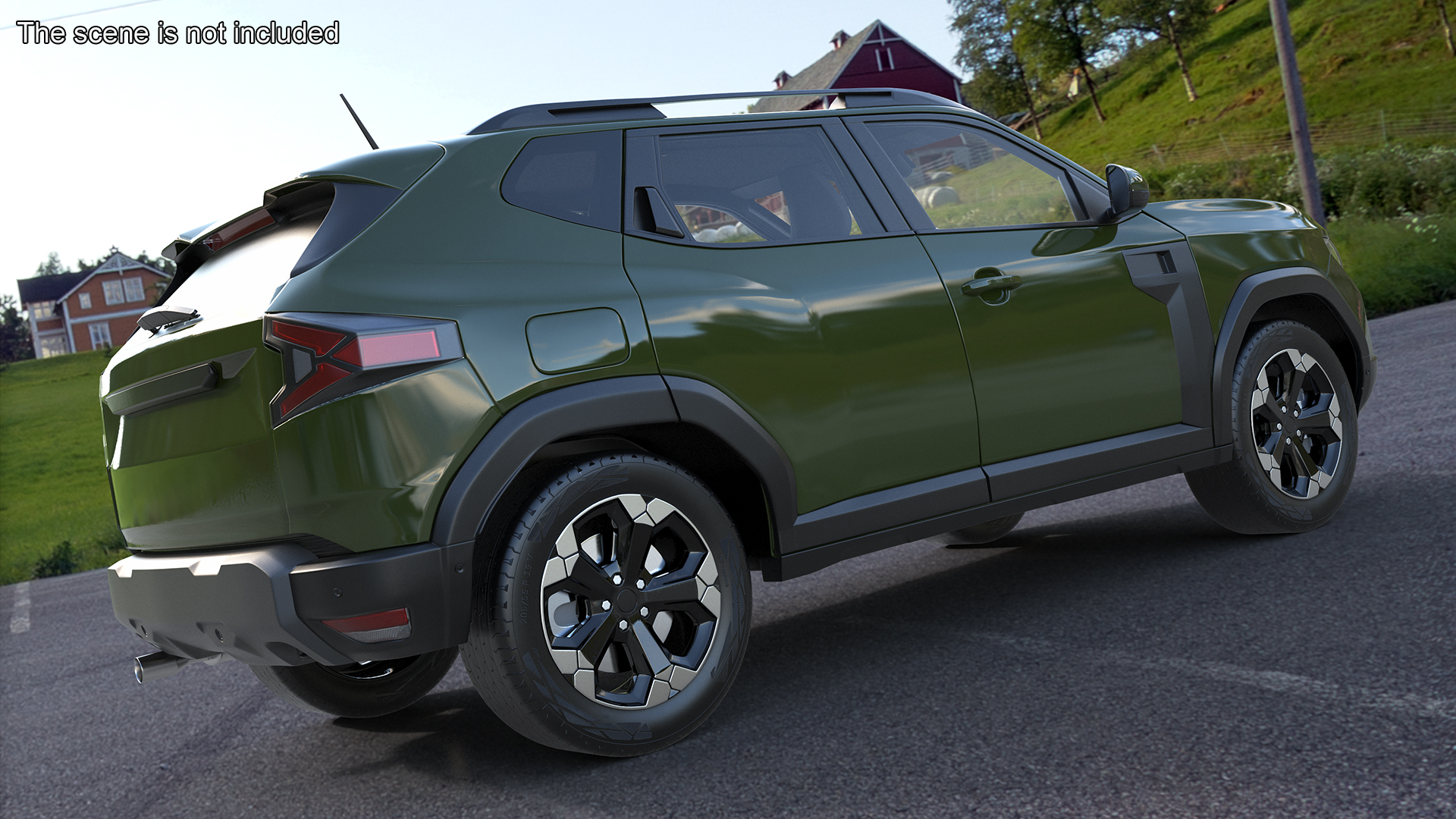 Modern Crossover SUV Green Rigged for Maya 3D