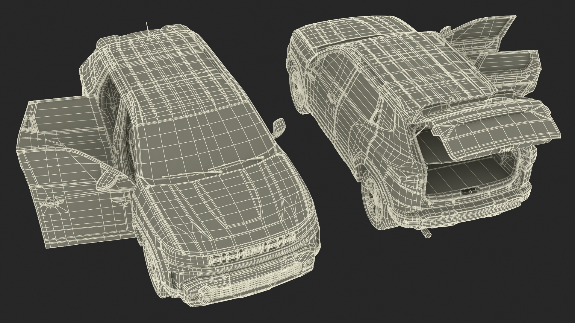 Modern Crossover SUV Green Rigged for Maya 3D