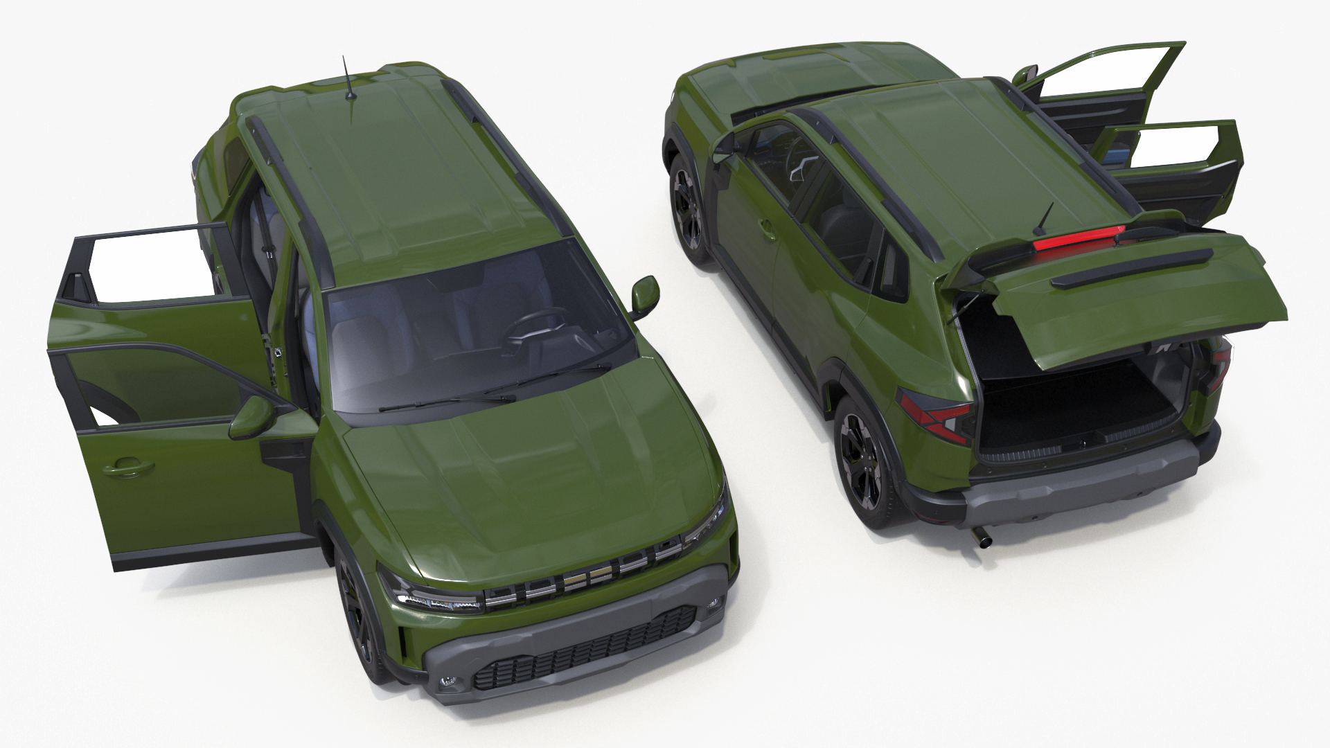 Modern Crossover SUV Green Rigged for Maya 3D