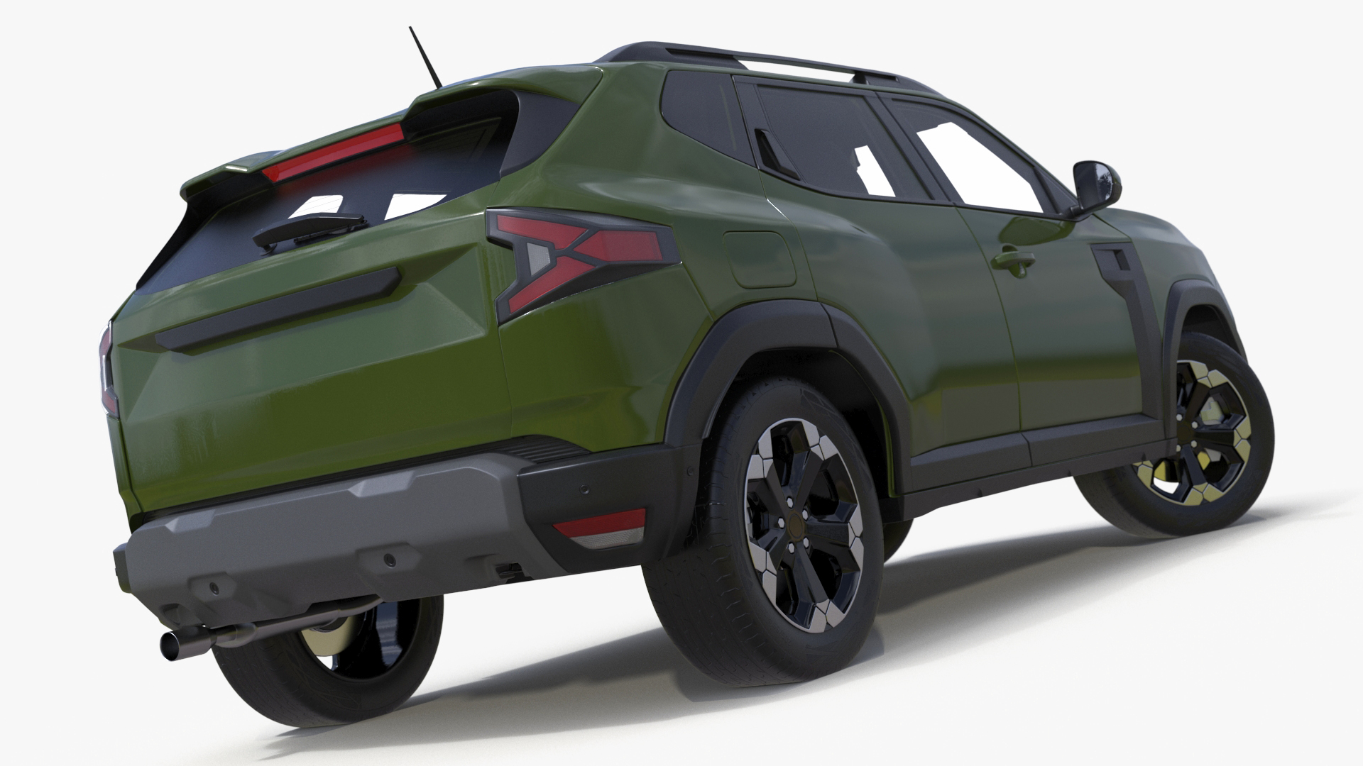 Modern Crossover SUV Green Rigged for Maya 3D