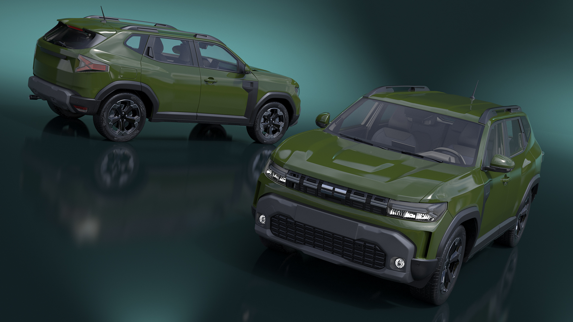 Modern Crossover SUV Green Rigged for Maya 3D