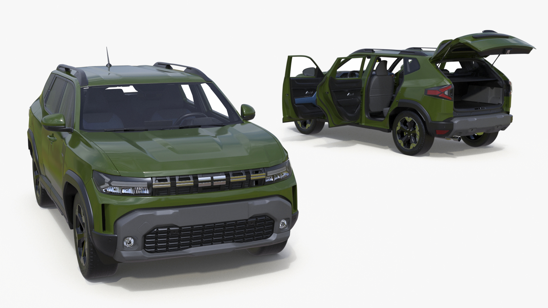 Modern Crossover SUV Green Rigged for Maya 3D