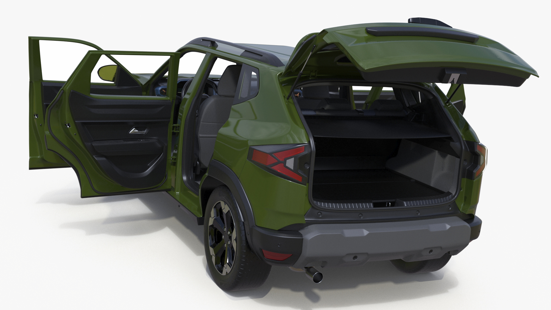 Modern Crossover SUV Green Rigged for Maya 3D