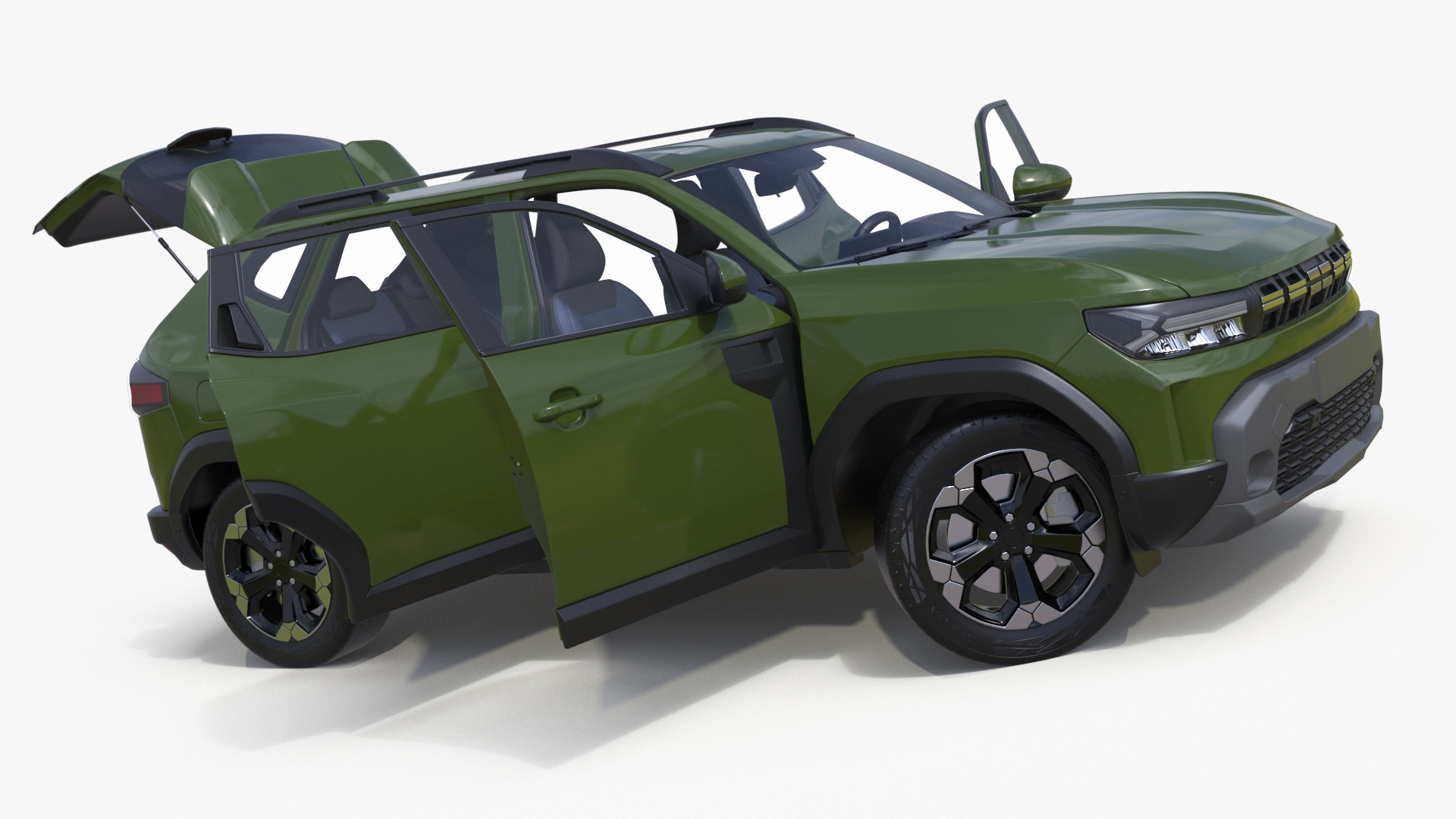 Modern Crossover SUV Green Rigged for Maya 3D