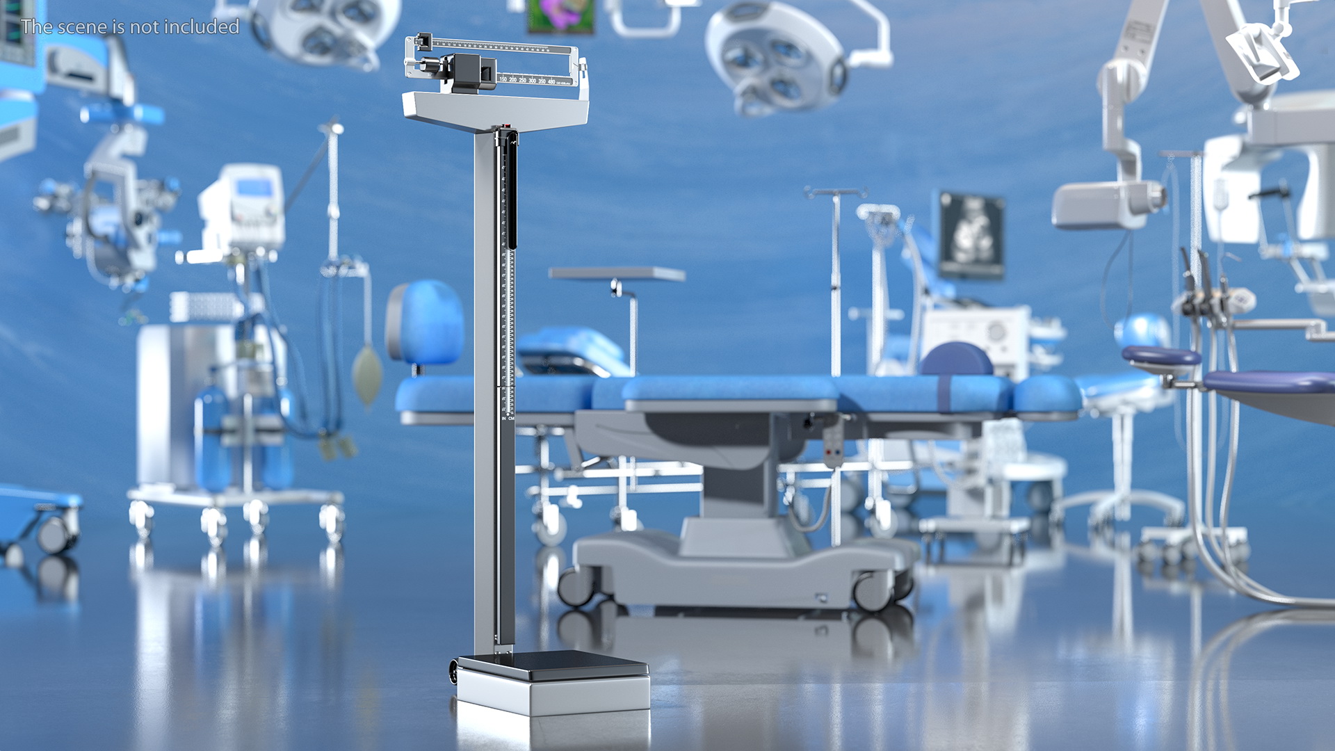 Mechanical Patient Weighing Scale with Height Rod 3D model