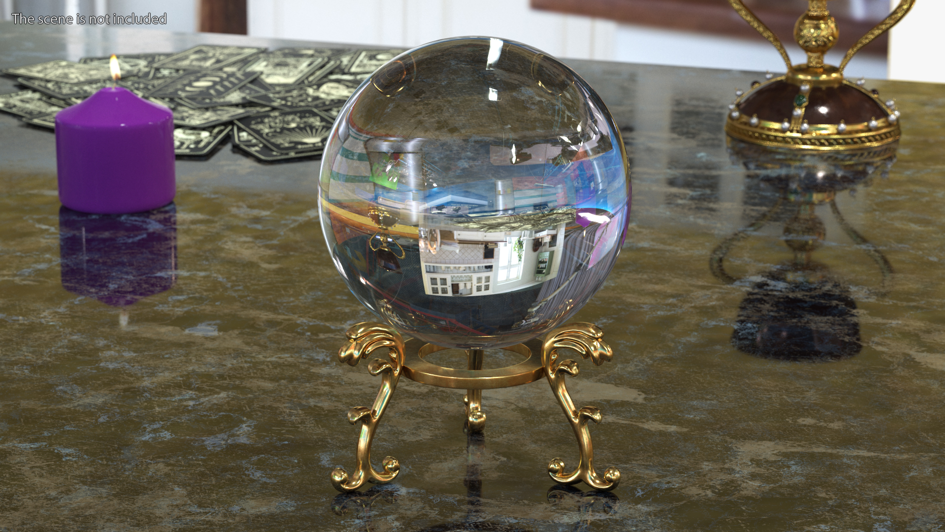 3D Clear Crystal Ball with Golden Stand