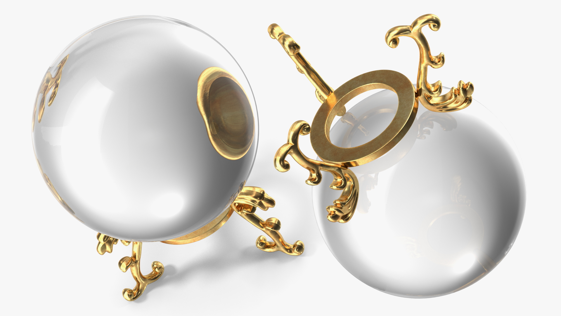 3D Clear Crystal Ball with Golden Stand