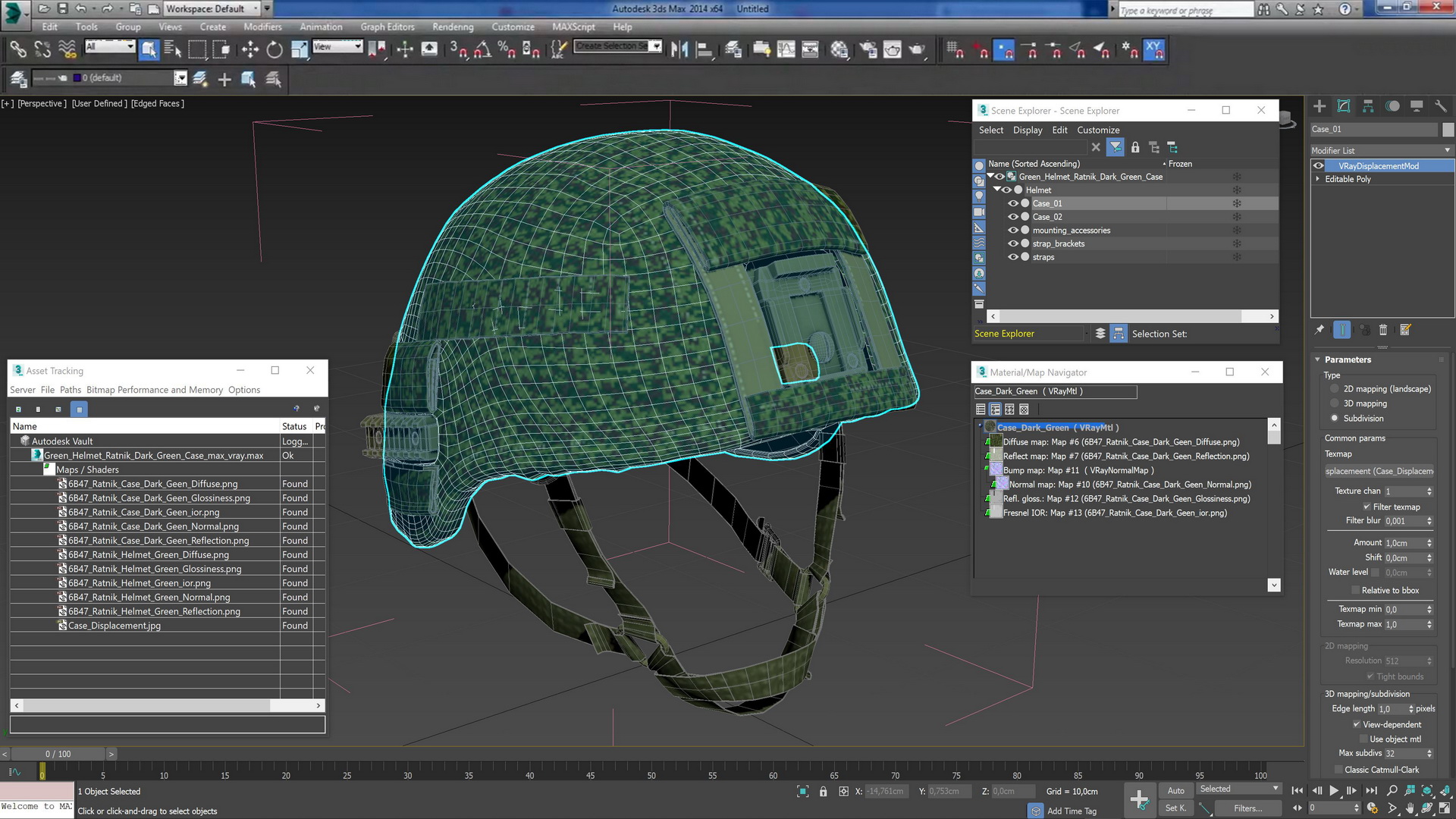 3D model Green Helmet Ratnik Dark Green Case