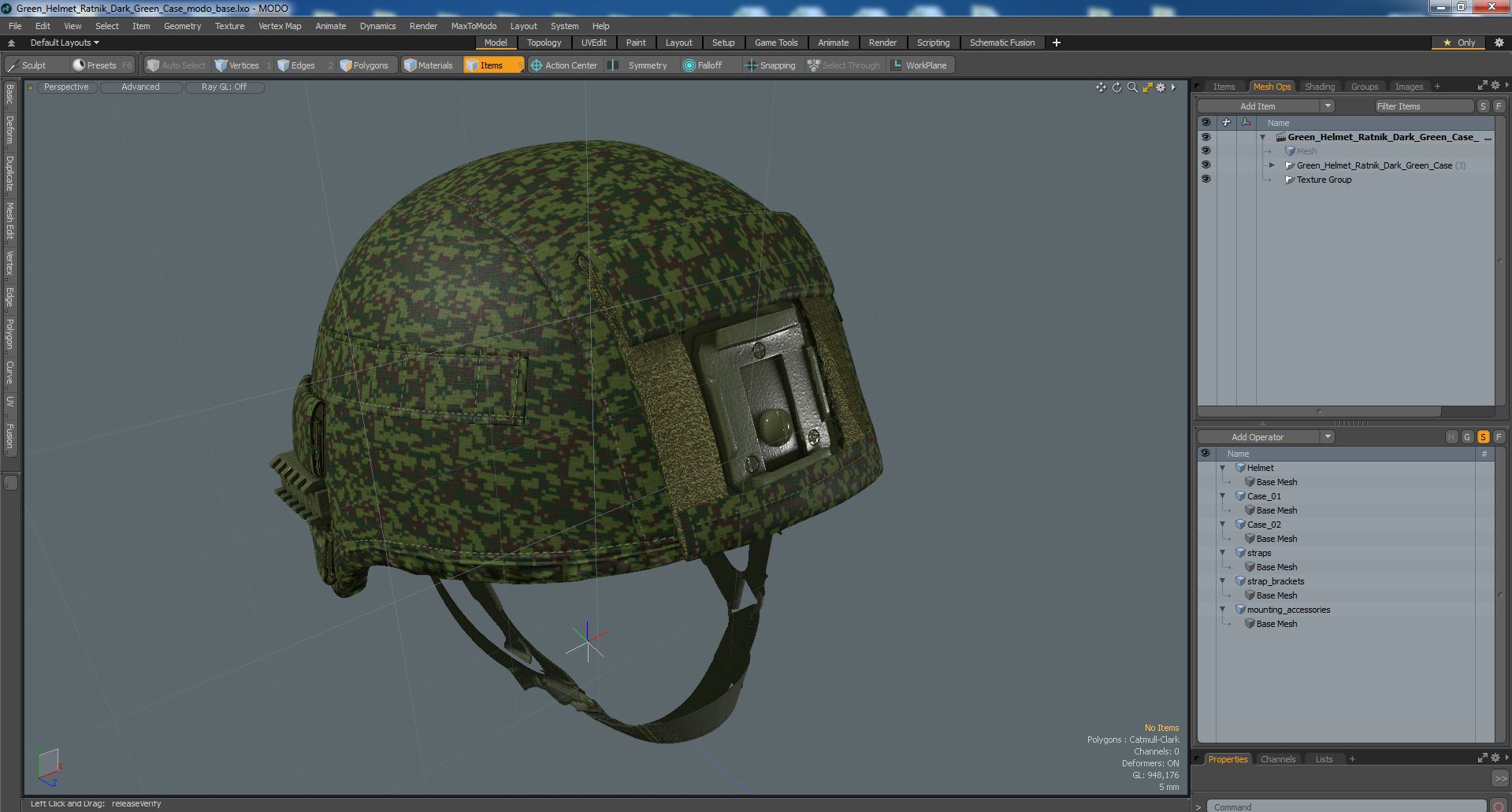 3D model Green Helmet Ratnik Dark Green Case