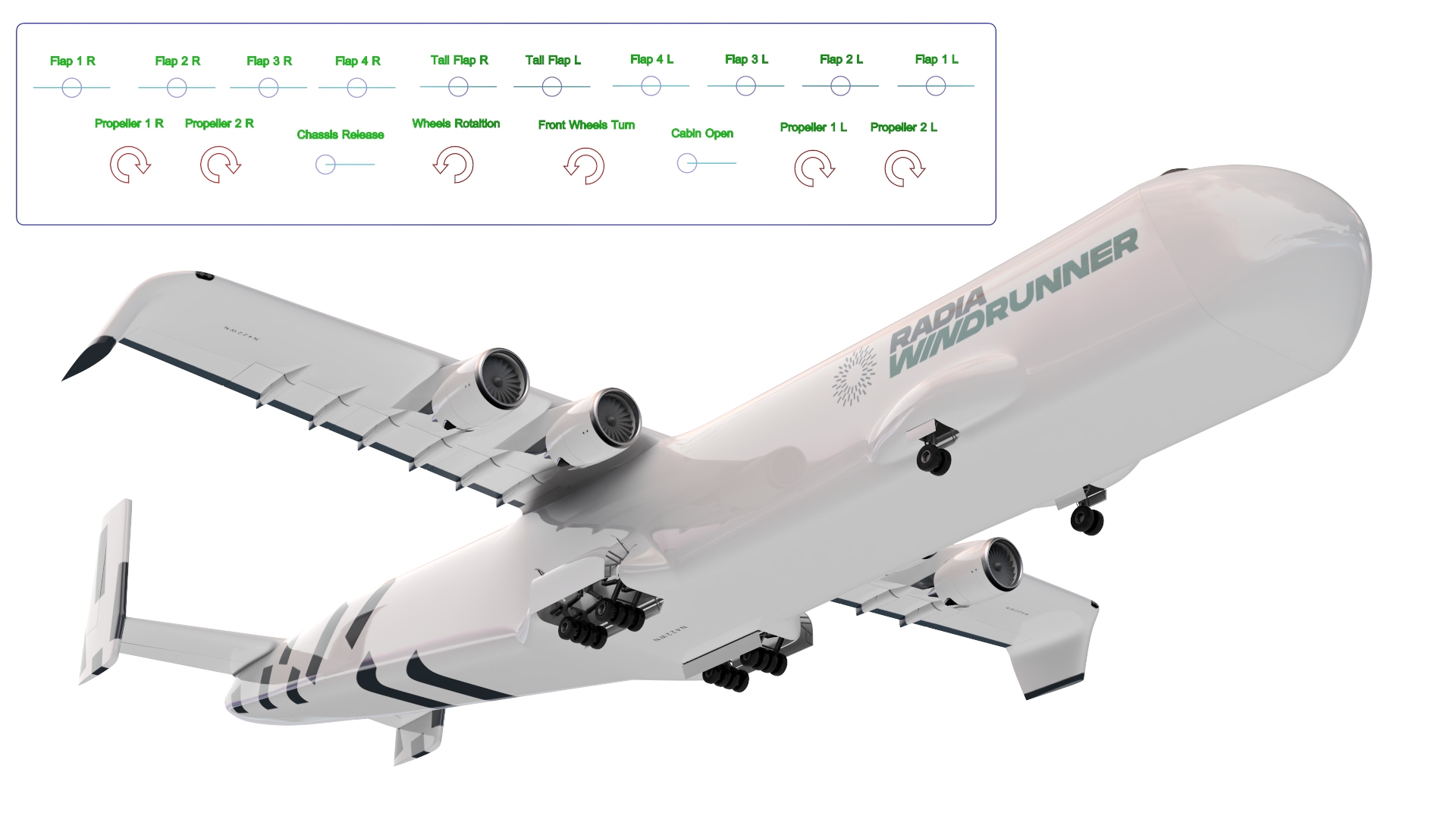 Radia Windrunner Cargo Airplane Rigged for Cinema 4D 3D