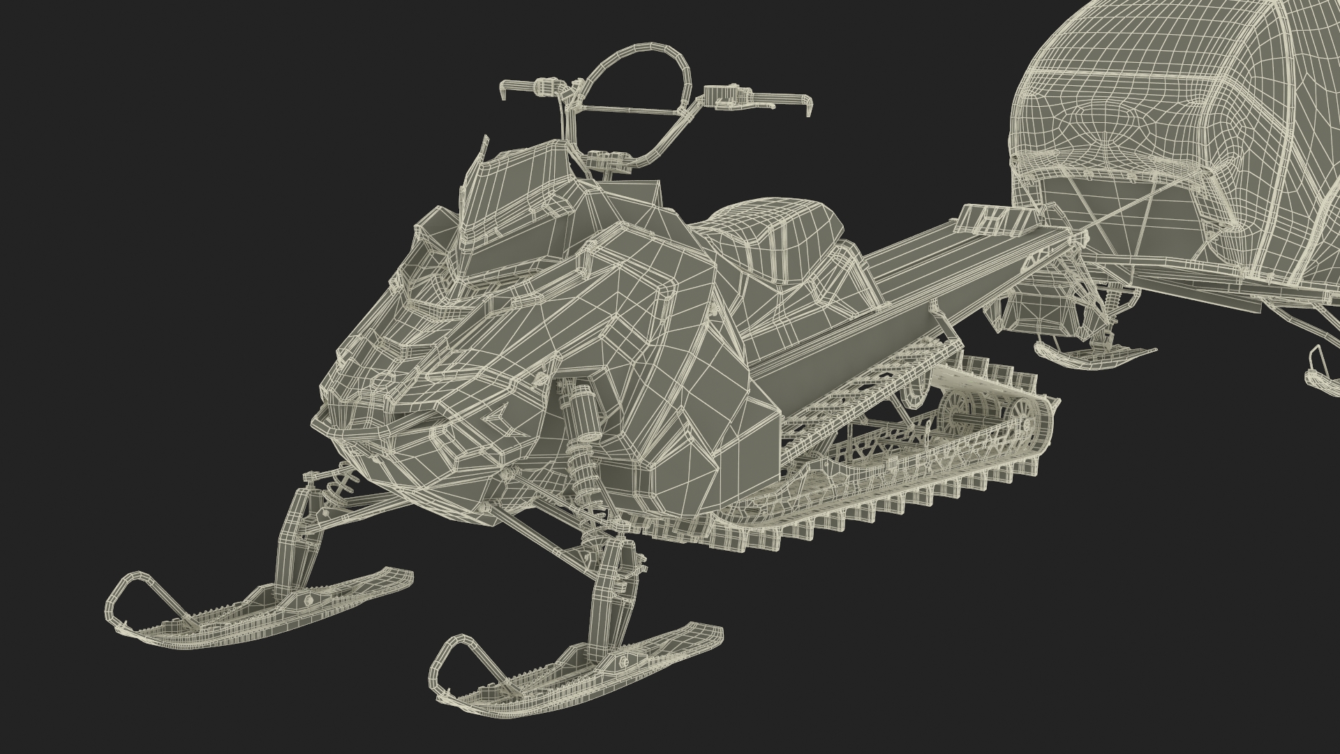 3D model Polaris Snowmobile with Sleigh