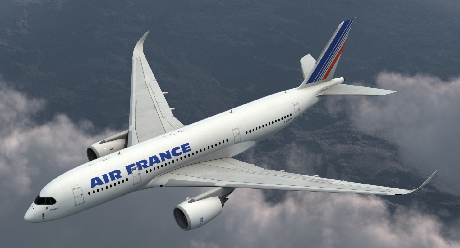 3D Airbus A350 800 Air France Rigged model