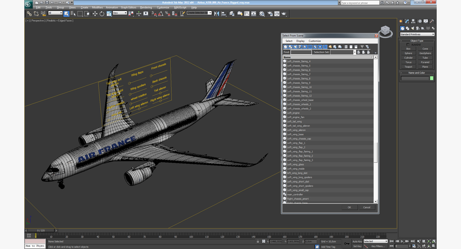 3D Airbus A350 800 Air France Rigged model