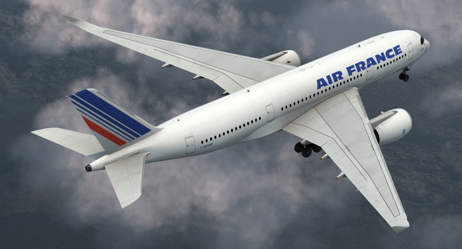 3D Airbus A350 800 Air France Rigged model