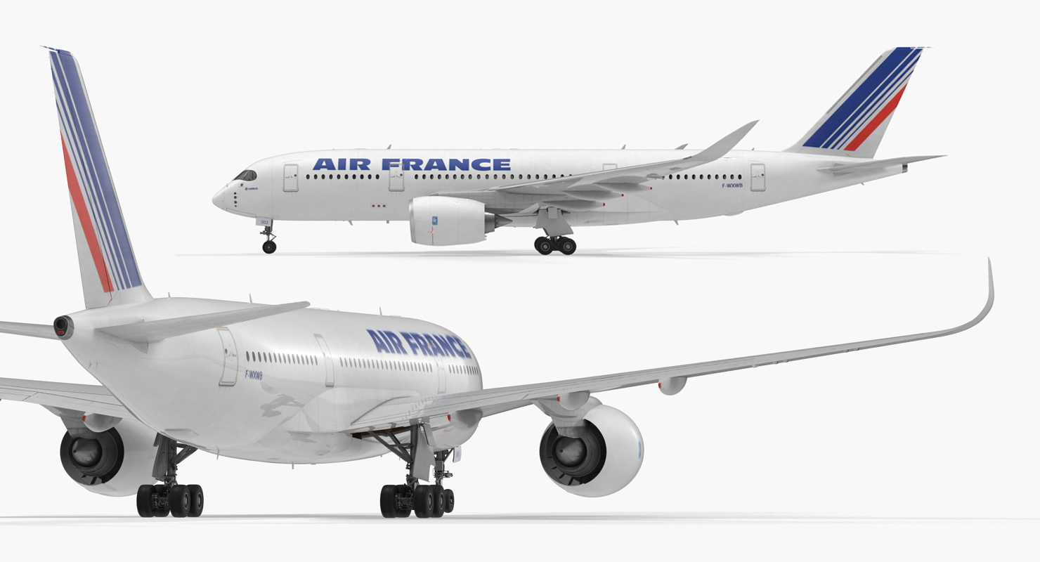 3D Airbus A350 800 Air France Rigged model