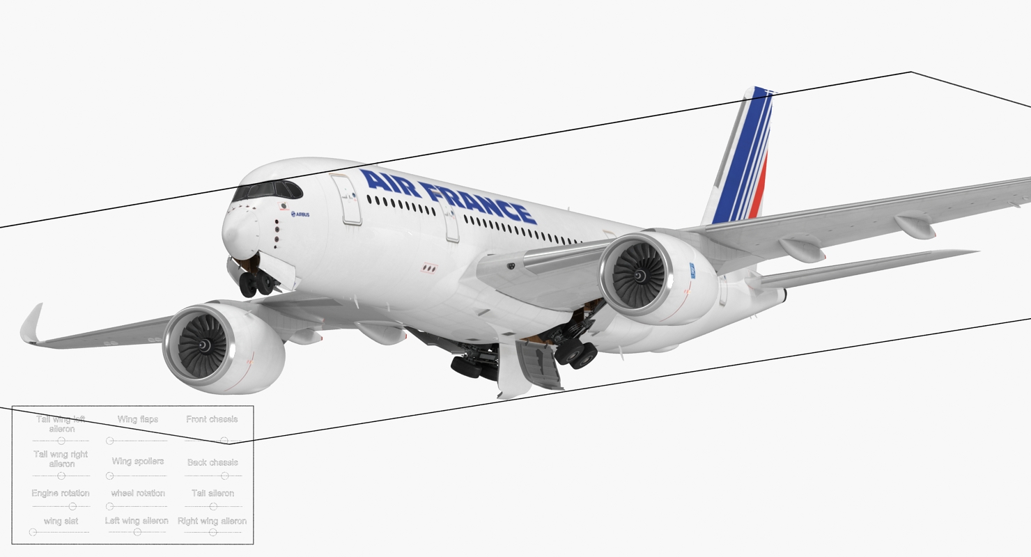 3D Airbus A350 800 Air France Rigged model