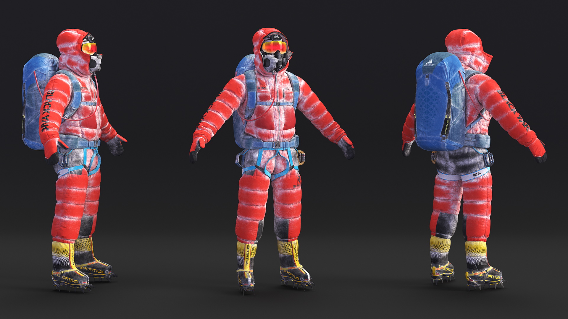 3D model Everest Climber in a Snow-Covered Suit Rigged