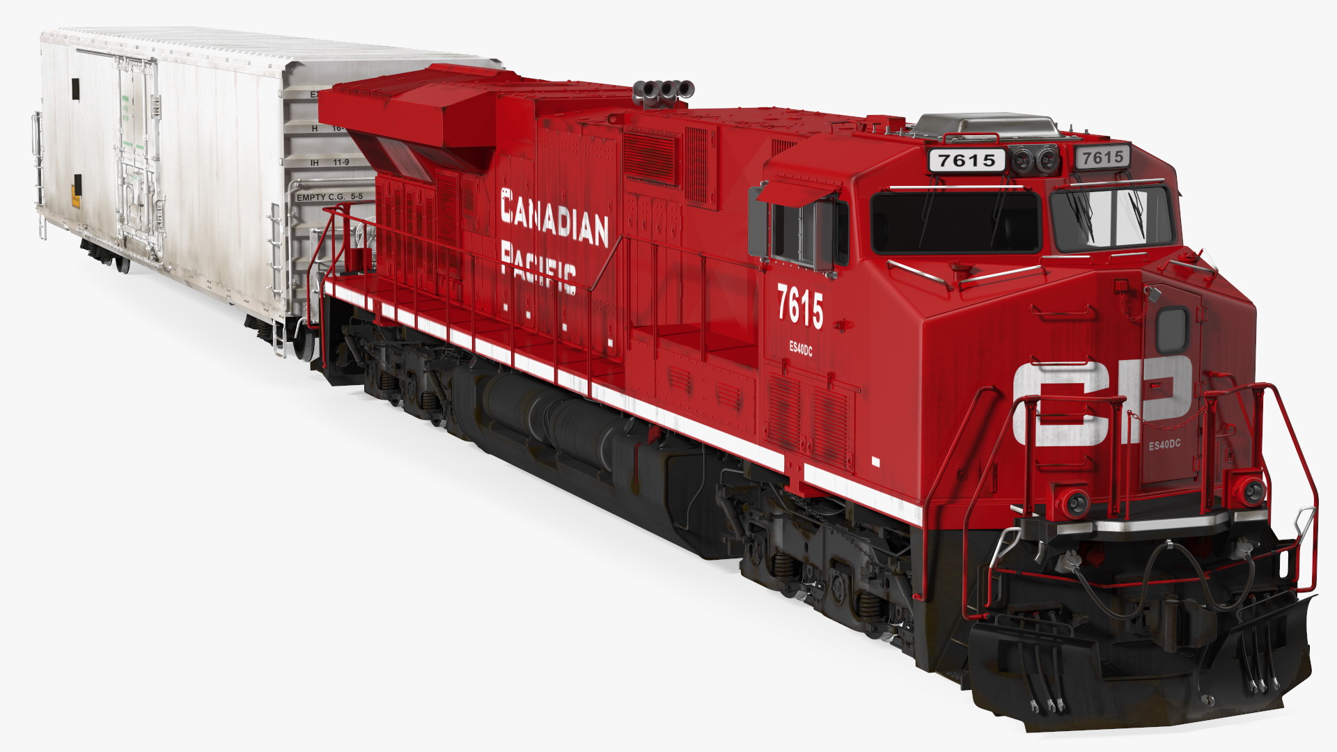 3D Locomotive Canadian Pacific with Railroad Refrigerator Car model