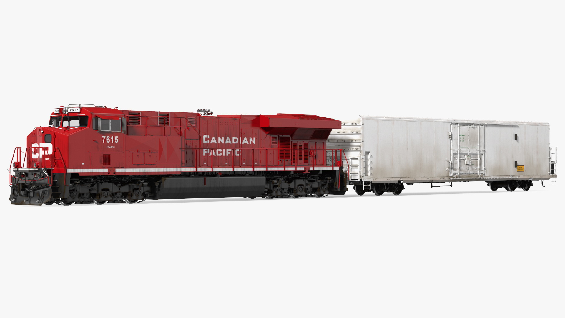 3D Locomotive Canadian Pacific with Railroad Refrigerator Car model