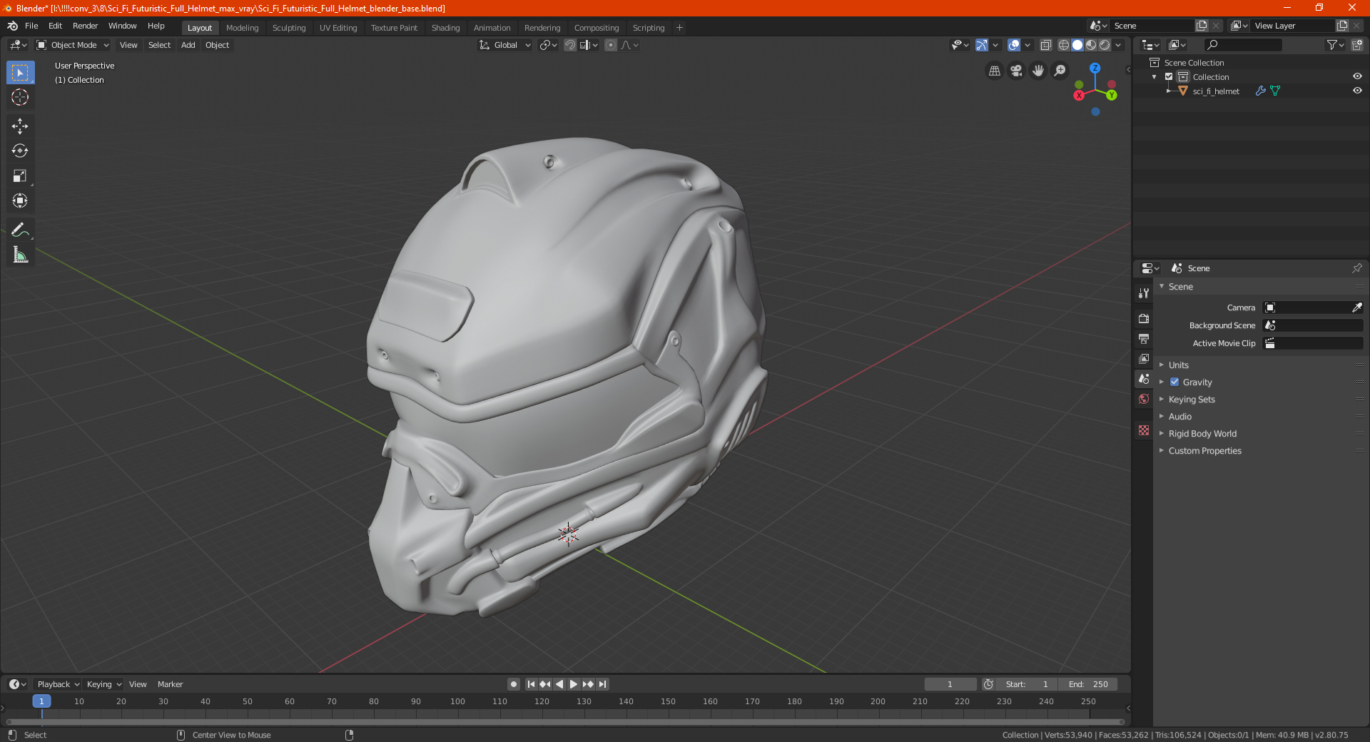 Sci Fi Futuristic Full Helmet 3D model